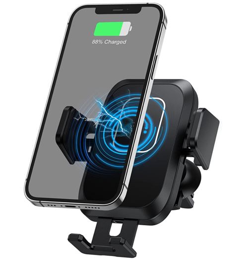 Chargeur de Voiture Sans Fil, Chargeur de Voiture Sans Fil à Serrage Automatique, 15W 10W 7.5W(Noir)-Chronus