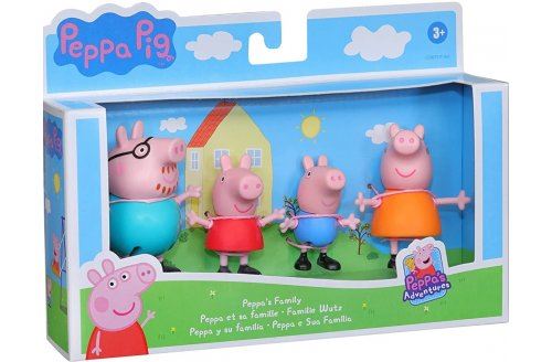 Coffret famille de peppa pig : peppa - georges - papa pig - maman pig - 4 figurines - personnage peppa le cochon