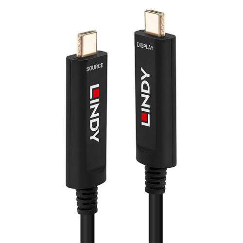 Lindy Fibre Optic Hybrid USB Type C Video Cable - Câble USB - USB-C (M) pour USB-C (M) - 5 m - rond - noir