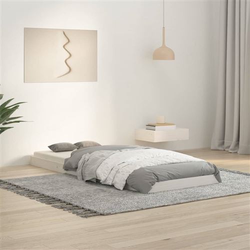 vidaXL Cadre de lit blanc 75x190 cm petit simple bois massif de pin