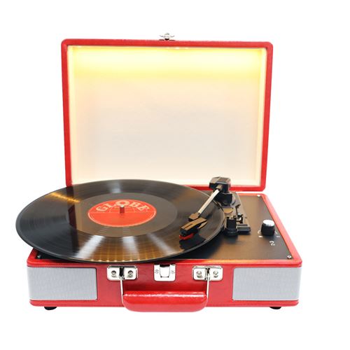 Platine vinyle rétro,Aiorber enceinte Bluetooth sans fil, avec éclairage d'ambiance, Bluetooth 5.0, enceinte portable de salon pour la maison, rouge