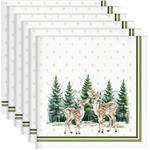 Serviettes en Coton Lot de 6 Motif Cerf 45x45 cm