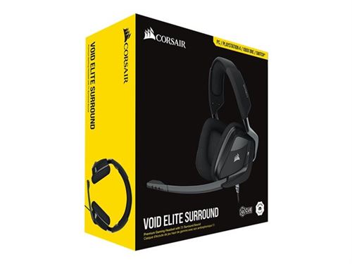 CORSAIR Gaming VOID ELITE SURROUND - Koptelefoon - over oor - met bekabeling - USB, 3,5 mm-stekker - koolstof