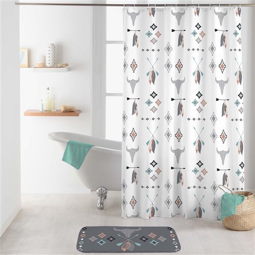 rideau de douche avec crochets 180 x 200 cm polyester imprime apache