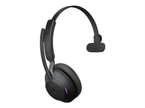 Non Communiqué Noir Jabra Evolve2 65 Ms Mono - Micro-Casque - Sur-Oreille - Convertible - Bluetooth - Sans Fil - Usb-C - Isolation Acoustique - Avec Support De Chargement - Certifié Pour Microsoft Teams