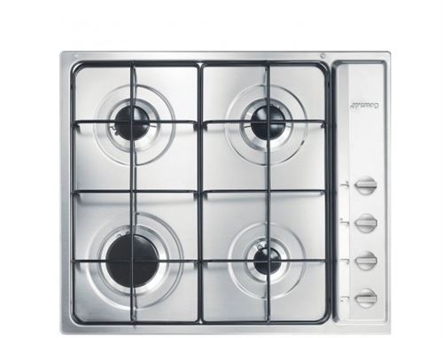 Smeg Selezione S64S - Table De Cuisson Au Gaz - 4 Plaques De Cuisson - Niche - Largeur : 55.5 Cm - Profondeur : 47.8 Cm - Acier Inoxydable