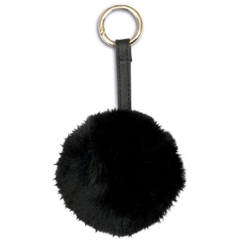 Porte-clés en peluche noir Pompon