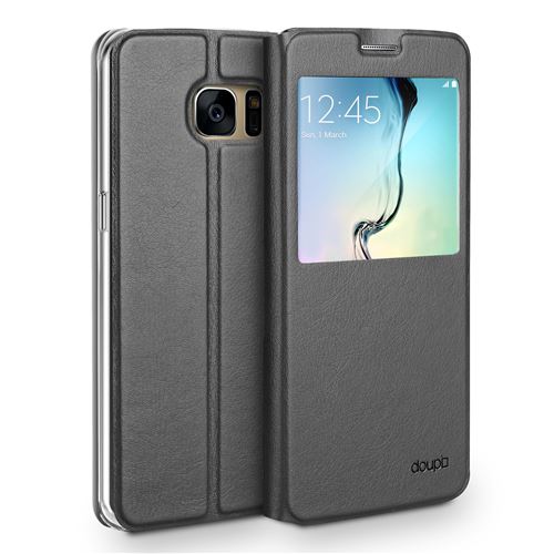 doupi Deluxe FlipCover pour Samsung Note 5, avec fenêtre magnétique Book Style protection écran stand Protecteur d'écran Case, noir