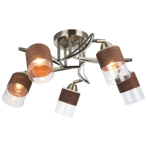 HOMEMANIA Lampe de Plafond Moore - Plafonnier - du mur - Cuivre en Métal, Verre, 60 x 60 x 25 cm, 5 x E27, 40 W
