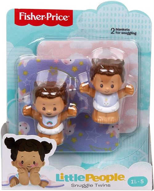 Fisher Price Little People Snuggle Twins - GKY44 - 2pcs Figurines bébé 6cm + Accessoires