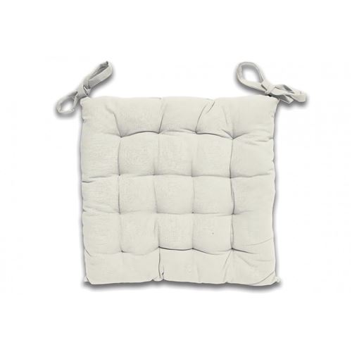 Galette de chaise capitonné Panama en coton - L 40 x l 40 x H 5 cm - Beige