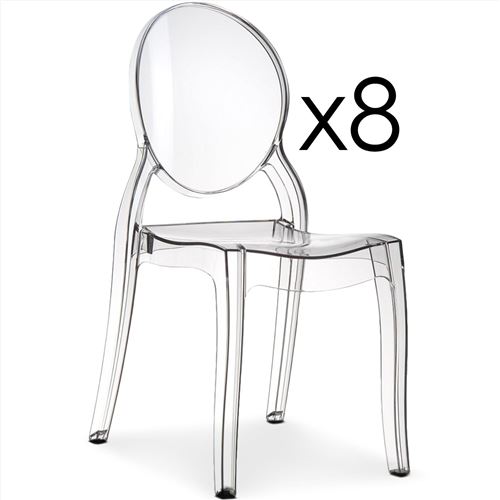 Lot de 8 chaises médaillon Diva Plexi Transparent