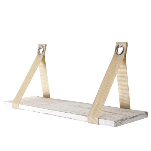Étagère murale Var, étagère de suspension, style shabby, vintage 50cm blanc