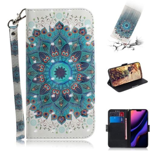 Etui en PU impression de motifs spot de lumière fleur bleue pour votre Apple iPhone XR 6.1 pouces (2019)