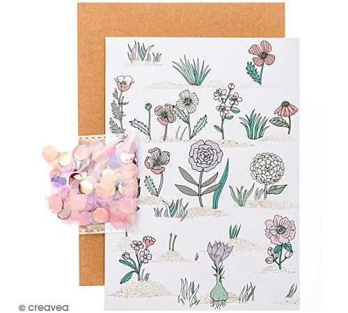 Kit carte anniversaire à personnaliser - Rico Design Hygge - Fleurs - 12,5 x 17,5 cm
