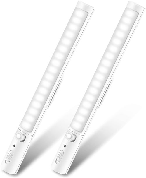 Lampe Sous Meuble Cuisine Lampe de Placard, Lampe LED Detecteur de Mouvement,Blanc Chaud, LED 21 x 19W, 26 cm （2 Pack）