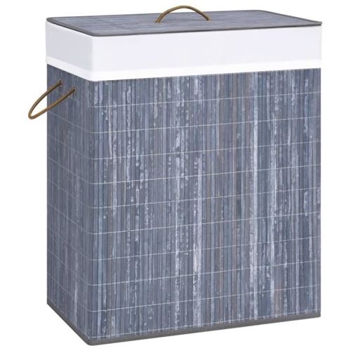 vidaXL Panier à linge avec 2 sections bambou gris 100 L320742