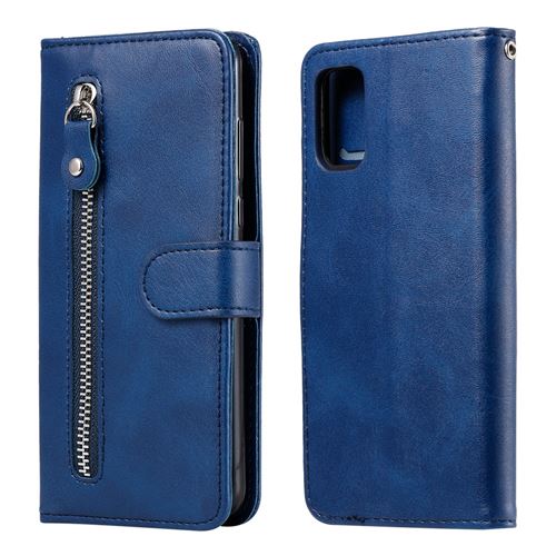 Etui en PU poche zippée avec support bleu pour votre Samsung Galaxy A41 (Global Version)