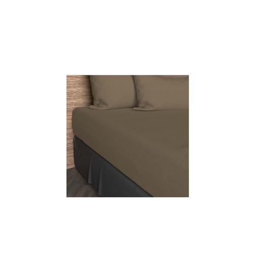 Drap housse JERSEY 90x190 cm en coton uni taupe, par Soleil d'ocre