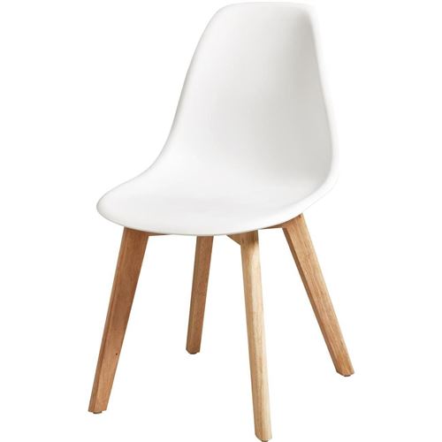 Sacha Lot De 4 Chaises De Salle A Manger Blanc - Pieds En Bois Hevea Massif - Scandinave - L 48 X P 55 Cm