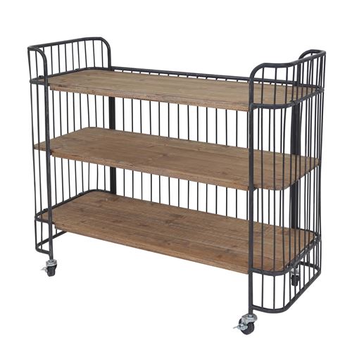 Desserte MENDLER HWC-A43, chariot, table roulante, sapin, bois massif, vintage 84x98x36cm