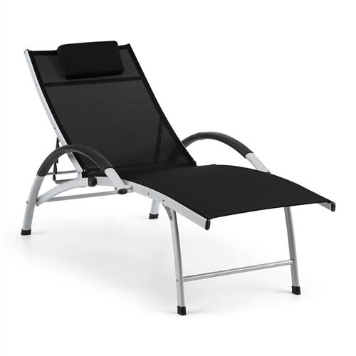 Blumfeldt Sun Valley Chaise longue de jardin - Transat pliant avec dossier réglable 50-87 cm - aluminium noir