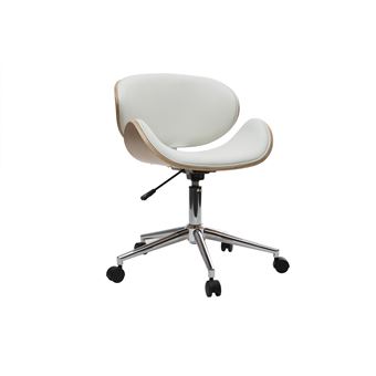 Chaise De Bureau Design Blanc Et Bois Clair Walnut Achat Prix Fnac