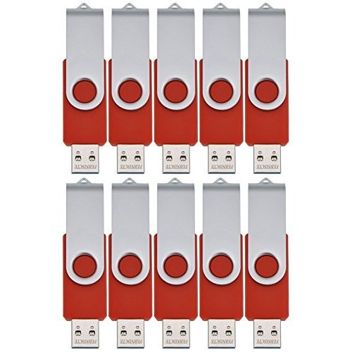 FEBNISCTE Pivotante Lot de 10 Clés USB 2.0 128MB(NOT 128 Go) Flash Drive Memory Stick Rouge