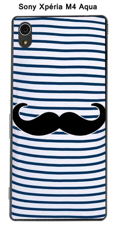 Coque Marinière Moustache pour Sony Xpéria M4 Aqua
