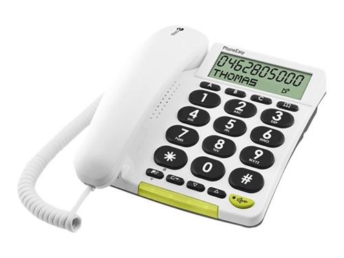 DORO PhoneEasy 312cs - Téléphone filaire avec ID d'appelant - blanc