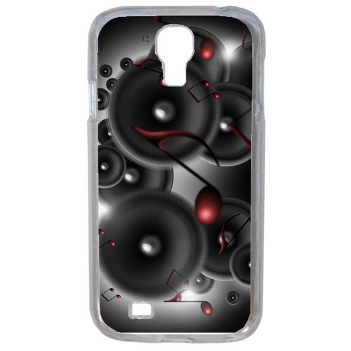 Coque Enceintes Note De Musique Rouge Compatible Samsung Galaxy S4 Transparent