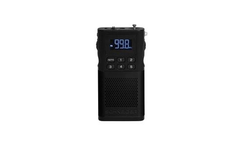 scheneider Radio Turner Piccolo Noir · Récepteur FM · Display LED Blanc · Courant électrique ou piles · 5 stations de radio de la mémoire