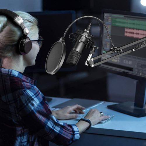 YOTTO Support de Microphone Réglable Bras Pied de Micro avec filtre  anti-pop, 3 * serre-câbles pour Blue Yeti & Snowball pour Radiodiffusion,  diffusion, station de télévision, enregistrement sonore - Accessoire Audio 