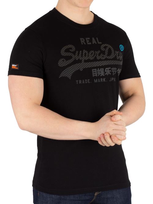 Superdry Homme T-shirt monochrome à logo vintage, Noir