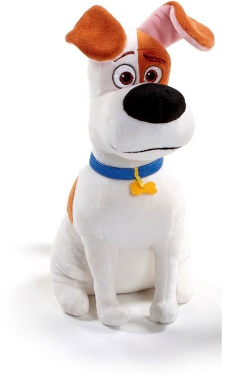 Peluche Max, chien blanc avec des taches brunes - 28 cm