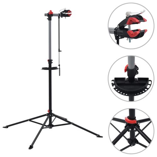 vidaXL Support de réparation de vélo 103x103x(115-200) cm Acier Noir