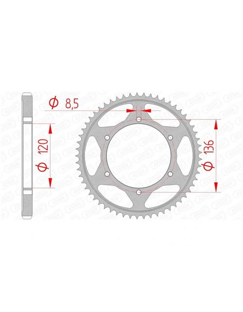 Couronne AFAM 57 dents acier standard pas 428 type 12313