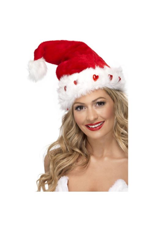 Bonnet de mere noel lumineux coeurs
