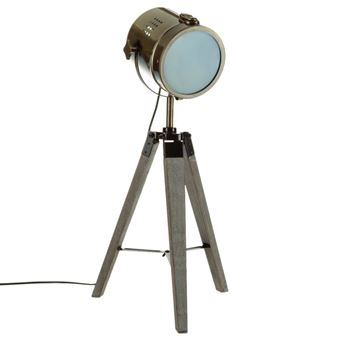 Lampe Projecteur Bois Et Metal Style Industriel Atmosphera
