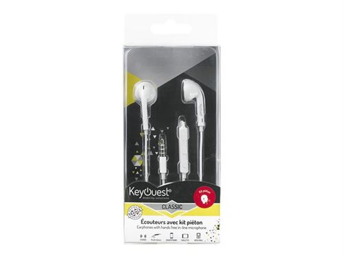 KeyOuest CLASSIC - Écouteurs avec micro - embout auriculaire - filaire - jack 3,5mm - blanc