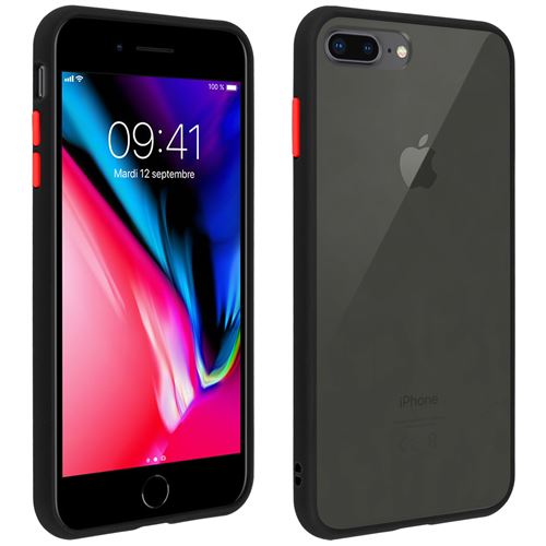 Coque pour iPhone 7 Plus / 8 Plus Dos Translucide Finition Mate Rigide Antichoc - Noir