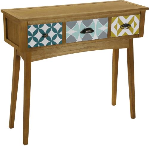 Versa - Console 3 tiroirs en bois Aqua