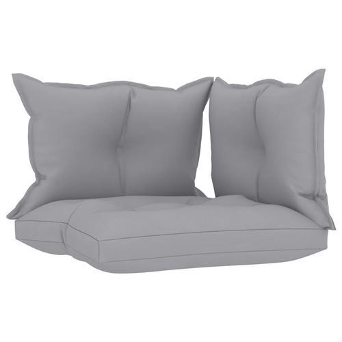 Coussins de Canapé Palette Tissu en Polyester 100 % 3 Pcs - Gris