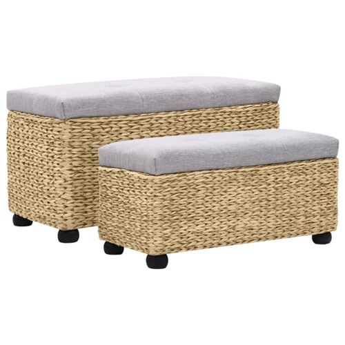 Vidaxl Gris Ensemble De Banc Lot De 2 Jacinthe D Eau - Image 1