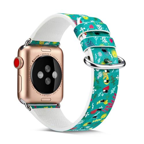 Bracelet en cuir véritable fleur style I pour votre Apple Watch Series 4 40mm/Series 3 2 1 38mm
