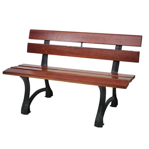 Banc de jardin HWC-F96, banc du parc, banquette en bois, fonte ~ 2 places, 125cm marron