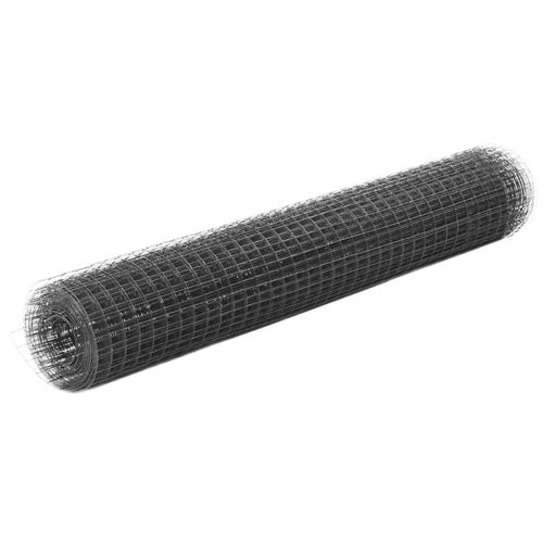 Vidaxl Gris Grillage Métal Acier Revêtement Pvc 25X1 M Carré Clôture De Jardin - Image 1