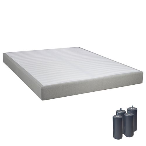 Tapikit - sommier tapissier d&eacute;montable 2x20 lattes 160x200cm lin + pieds anthracites 15cm