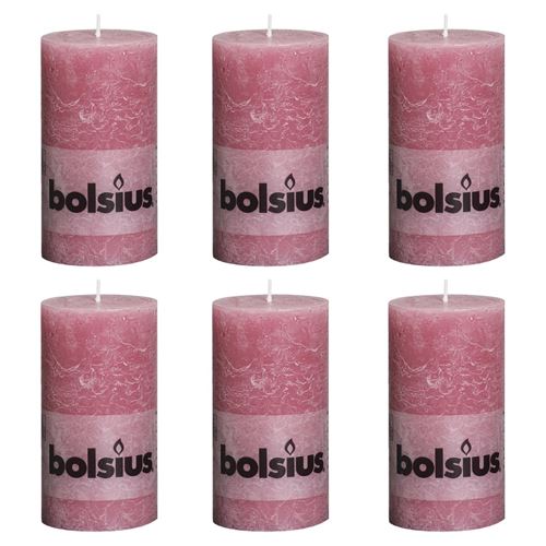 Bolsius Bougies pilier rustiques 6 pcs 130 x 68 mm Rose vieux