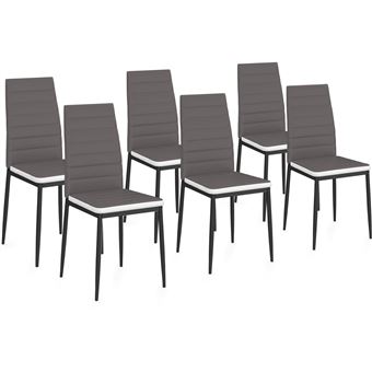 5 Sur Lot De 6 Chaises Romane Grises Bandeau Blanc Pour Salle A